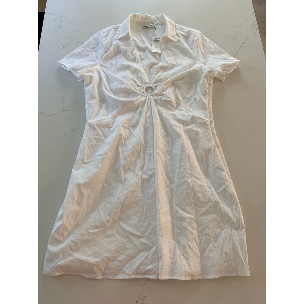 Abercrombie & Fitch White Ring-Front Midi Dress